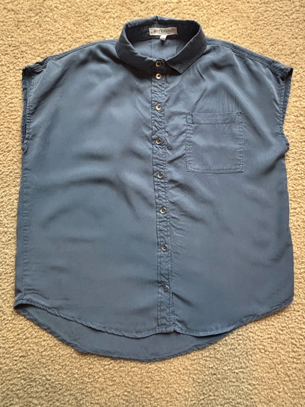 Workshop Republic Clothing Cap Sleeve Button Up Shirt sz XS